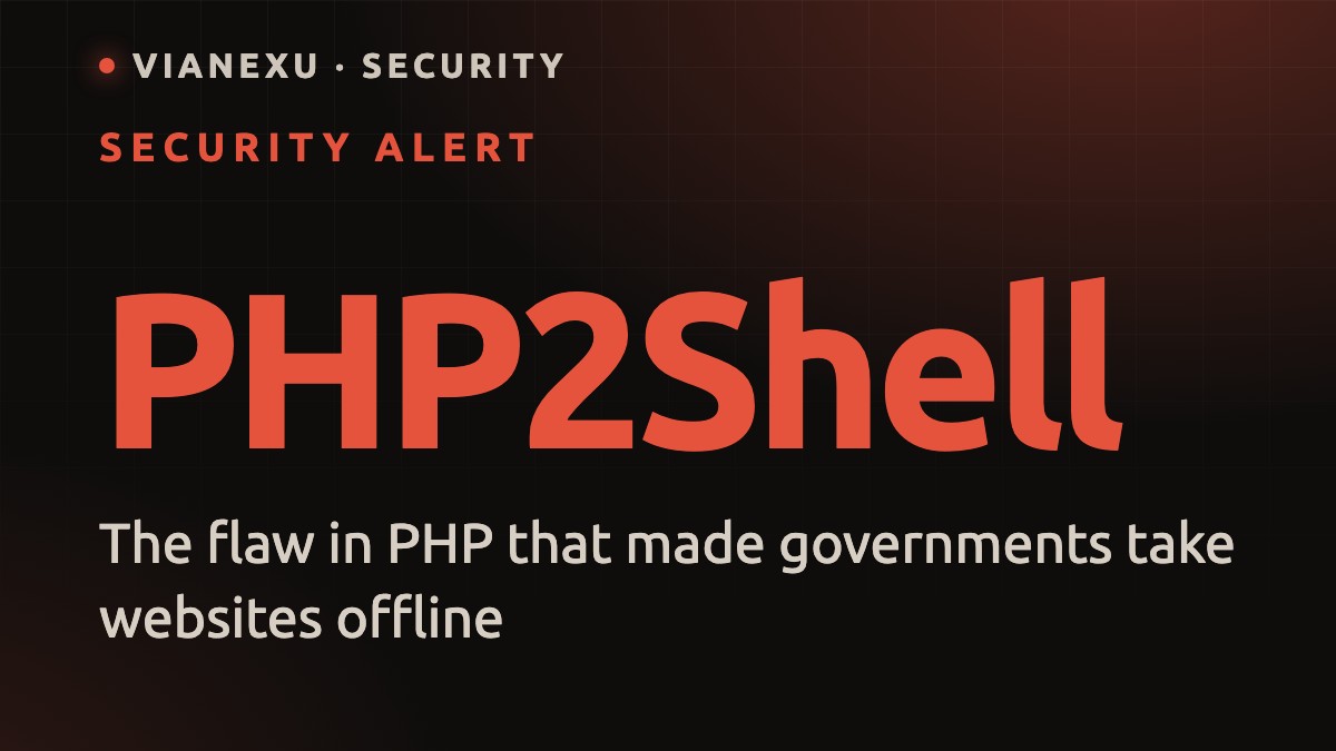 PHP2Shell alert artwork with the name of the flaw in large type